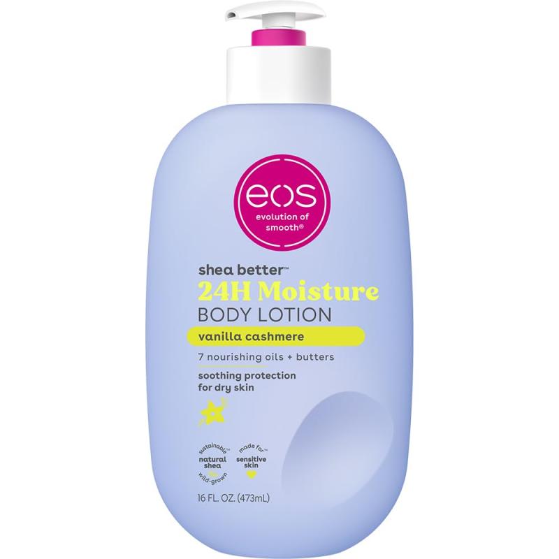eos Shea Better Body Lotion- Vanilla Cashmere, 24-Hour Moisture Skin Care, Lightweight &amp; Non-Greasy, Made with Natural Shea