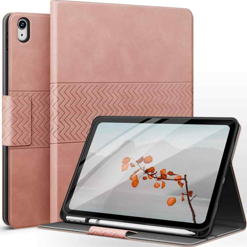 Rakuten - auaua iPad (A16) 第11世代 11 インチ 2025 ケース iPad 第10世代 10.9インチ ケース ペン収納2022 専用 PUレザー 手帳型 ひび割れ防止 耐衝撃 オートスリープ＆スタンド機能付き 全面保護 (ピンク)