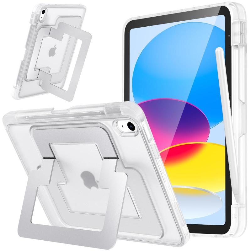 樂天商城 - SANDUODD iPad A16 ケース（11インチ・2025）/ iPad 第10世代 ケース（10.9インチ）対応 米軍MIL規格 縦横デュアルスタンド ペン収納 薄型 耐衝撃 半透明 (マットホワイト)