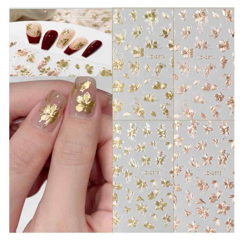 WBLDBB ネイルシール ゴールド ローズゴールド 3D 極薄ネイルステッカー ネイルアート ネイルステッカーセ...