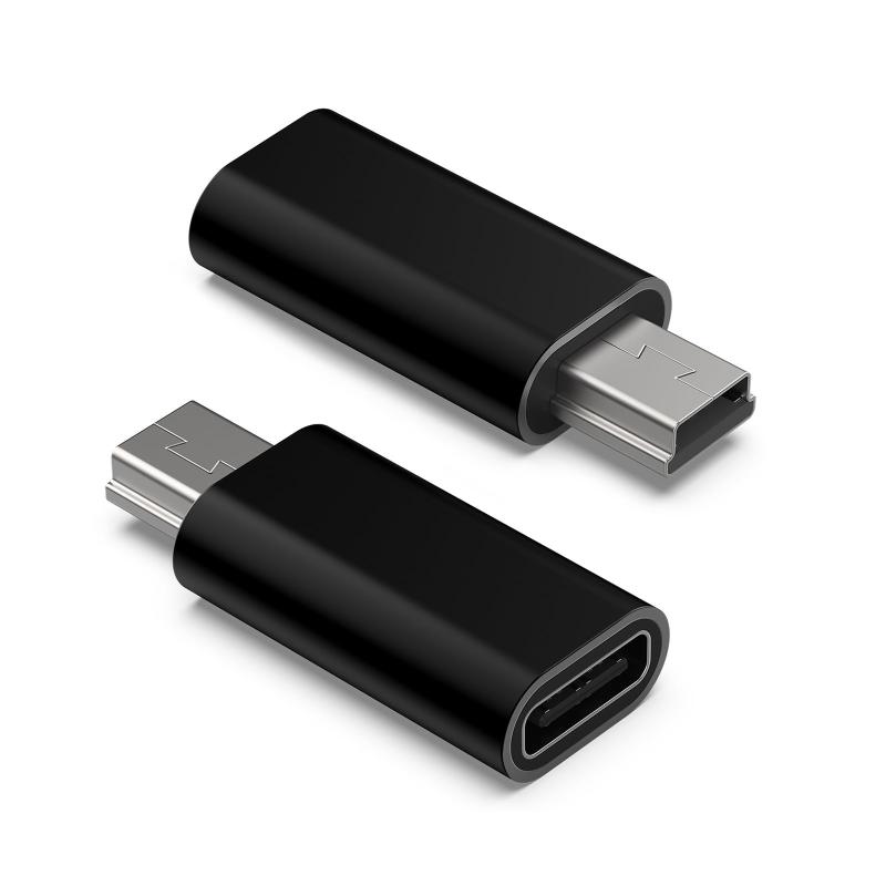 USB C to ミニUSB アダプタ USB C (メス) - Mini USB(オス)アダプター データ充電器コンバータ(2個パック) ブラック