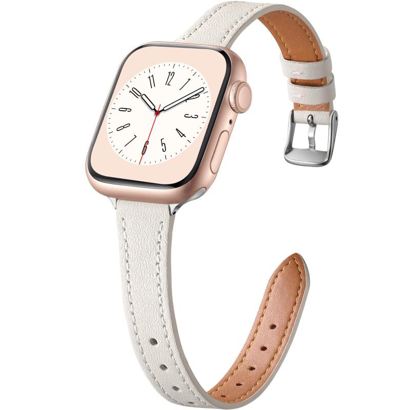 樂天商城 - コンパチブル Apple Watch バンド 革 レディース アップルウォッチ バンド レザー スリムベルト おしゃれ 可愛い iWatch Series 11 10 9 8 7 6 5 4 SE3 SE2 SEに対応 (スターライト/シルバー尾锭, 4