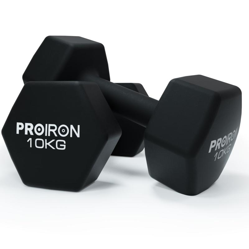 PROIRON ダンベル 鉄アレイ 2個セット 10kg ダンベルセット ソフトコーティングで筋力トレーニング【安心のダブル構造】表面：ネオプレンクッション加工（ソフトコーティング）→ 床傷防止＆騒音50%低減。内部：鋳鉄一体型コア→ 丈夫で耐久性があり、長期間使用できます。【六角形デザインで転がらず安定】転がり防止角度計算、 ご家庭でも安心設計.【人間工学ハンドル】人の手寸法データベースに最適化、汗厳重対策【暮らしに溶け込むデザイン】PROIRON×北欧デザイナー開発カラー【品質】全品1年間（塗装剥がれ/錆/変形対応）、ご不明点やお困りごとがございましたら、お気軽にご連絡ください。お客様が安心してご満足いただけるまで、誠心誠意対応いたします。
