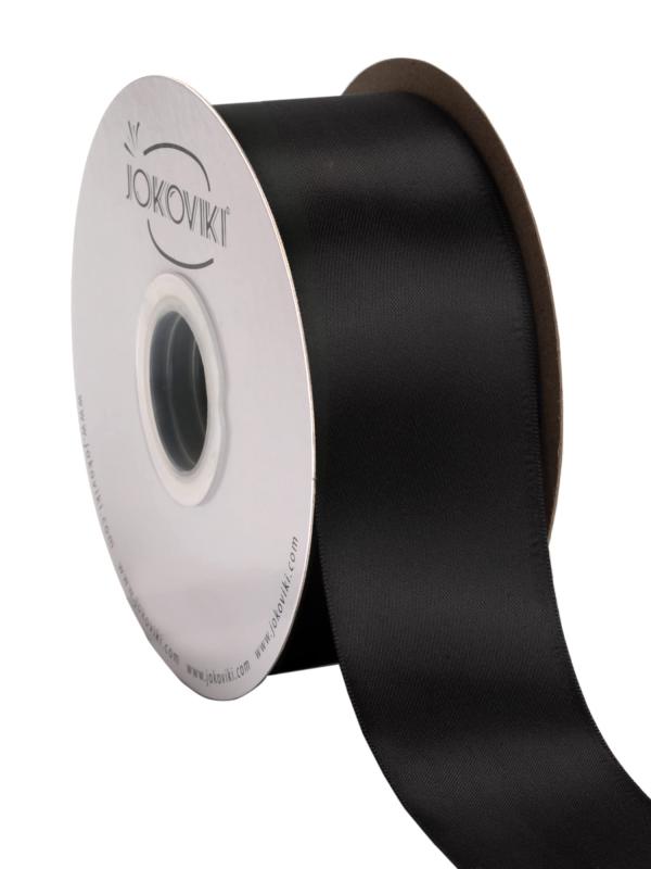 乐天商城 - 【JOKOVIKI】ブラックサテンリボン 50mm幅 ダブルフェイス クオリティサテン - ギフトラッピング、ウェディング、招待状、クラフト、アパレル、ヘッドバンド用 - 45メートル/巻き