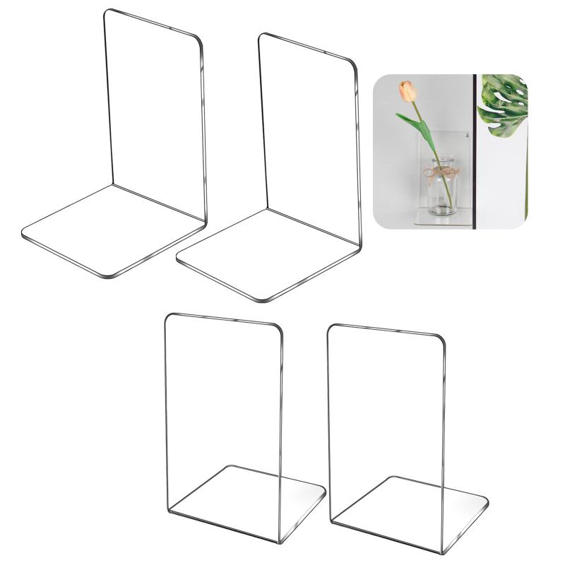 Toowood アクリル製ブックエンド、透明ブックエンド、本立て、滑り止め付き本整理スタンド、本棚・CD用ブックエンド、図書館・オフィス・学校向け、部屋