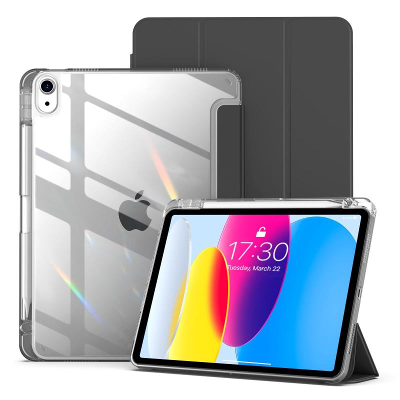 乐天商城 - Aoub iPad 11世代 10世代 ケース A16 11インチ 10.9インチ アイパッド ケース 第10世代 (2022)対応 アクリル 透明バックカバー Pencil 収納可能 PU合成レザー 三つ折スタンド オートスリープ機能 軽量 薄