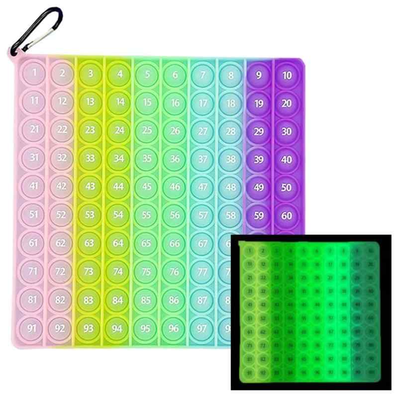 スクイーズ玩具 (数字1～100 夜光)プッシュポップ 知育おもちゃ 学習玩具 ボードゲーム プッシュポップバブル ストレス解消グッズ 減圧おもちゃ 洗える可能 子供大人兼用 誕生日 プレゼント whitehalca-10274157 White market パッケージ画像