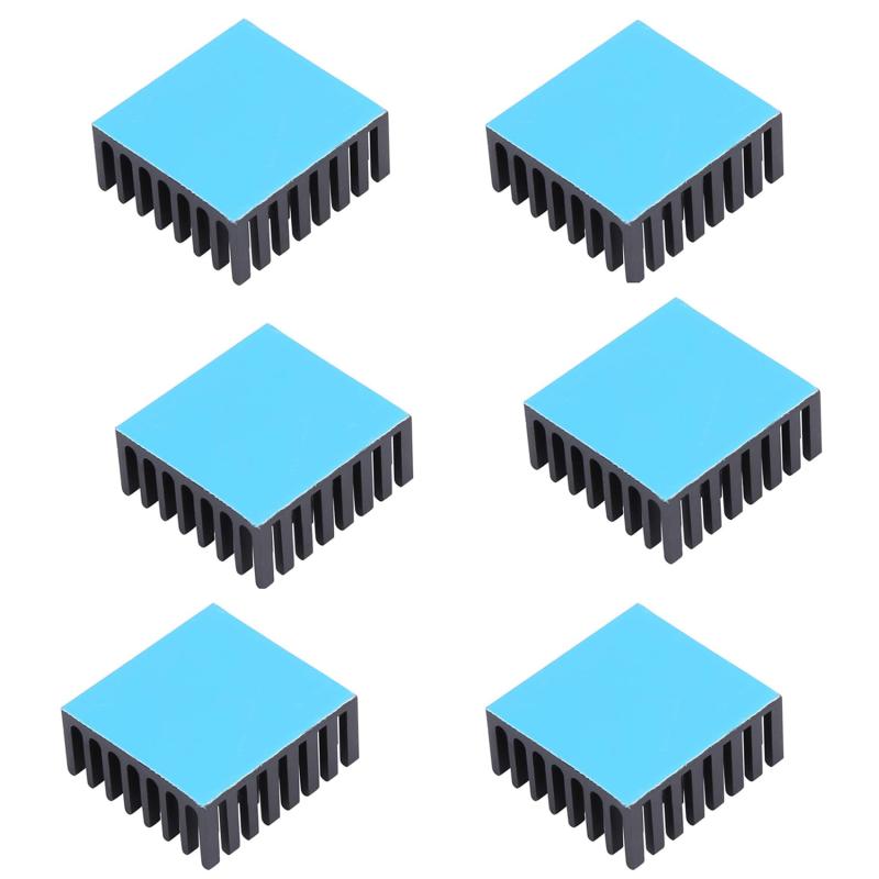 Awxlumv 6個入りヒートシンク 25(L)×25(W)×10(H)mm導熱接着シート付き 熱暴走対策 冷却ラジエーターフィンCPU ICチップ 回路基板 LEDアンプに ASUS ROG Ally 適用 アルミニウム 25×25×10 mm 黒
