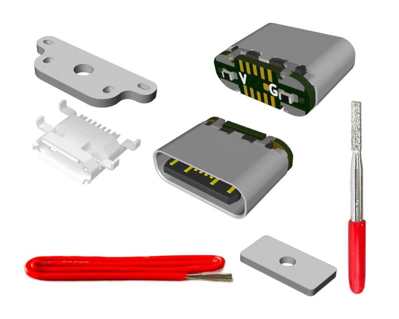 ElecGear 2個 USBタイプCからマイクロUSB交換ポート、特別なはんだ除去加熱プレート付き、 Micro-USB 2.0 から U S B C アダプタ充電ソケットへのアップグレード、はんだ除去修理ツール付属