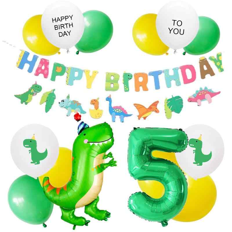 誕生日 飾り付け 5歳 風船 バルーン 恐竜 ダイナソー 数字5 ナンバー バースデー 飾り HAPPY BIRTHDAY ガーランド男の子恐竜好きの子供のお祝いは、恐竜テーマで飾りつけ可愛いティラノサウルスがプリントされたホワイトの風船と、トレンド感のある恐竜のフィルム風船入り、これ一つで子供が喜ぶ空間が作れます。商品内容：フィルム恐竜風船×1個、数字バルーン×1個、プリント風船×4個、ゴム風船×8個、HAPPY BIRTHDAY ガーランド×1セット、ドットシール×1枚、リボン×1卷。簡単めっちゃキュートなデコレーションフィルムのバルーンを膨らませて、HAPPY BIRTHDAYのガーランドを付属のリボンで繋がり、素敵な空間が作れます。多数の粘着シールとリボンが付属しており、壁に貼る飾り方はもちろん、ほかの飾り方もたくさんあります。子どもの誕生日に絶対おすすめHAPPY BIRTHDAYのガーランドは大きく華やか、フィルムのバルーンの存在感もバツグン、子どもやベビーと一緒に撮影するのにちょうどいいサイズで、バースデーパーティーや記念撮影の飾り付けとしてもよく使われています。多用途：空気を入れて通常の装飾として使用したり、ヘリウムガスを入れて浮かせることで、ロマンチックな浮遊バルーンウォールを簡単に作ることができます。
