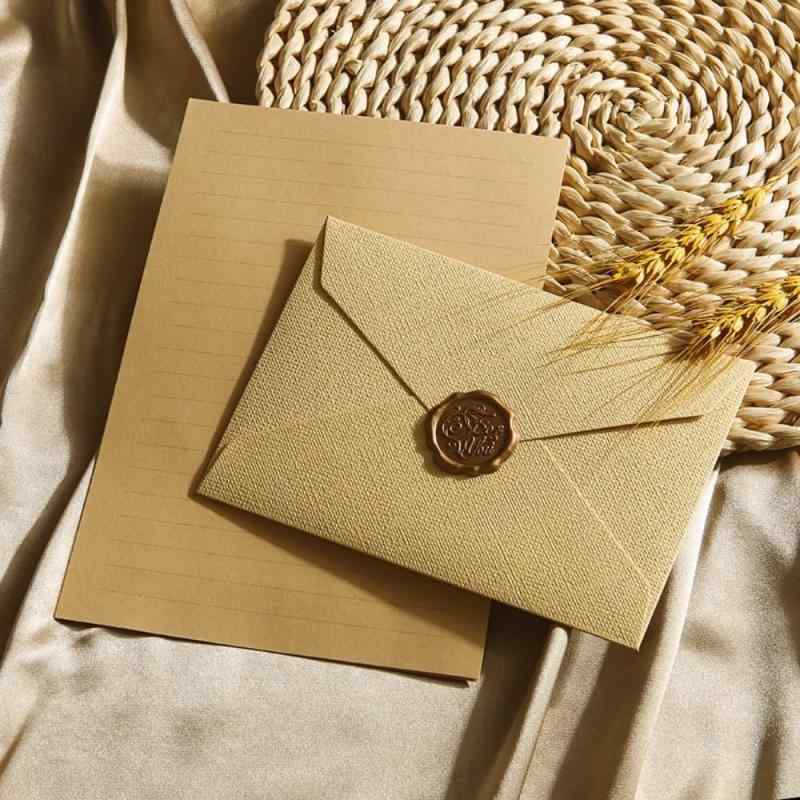 JYF.QUANYI レターセット 手紙セット 封筒6枚 便箋20枚 封蝋シール6枚 ラブレター メッセージカード 麻布柄 お見舞い 誕生日 招待状 結婚式 お祝い手紙 お礼状用