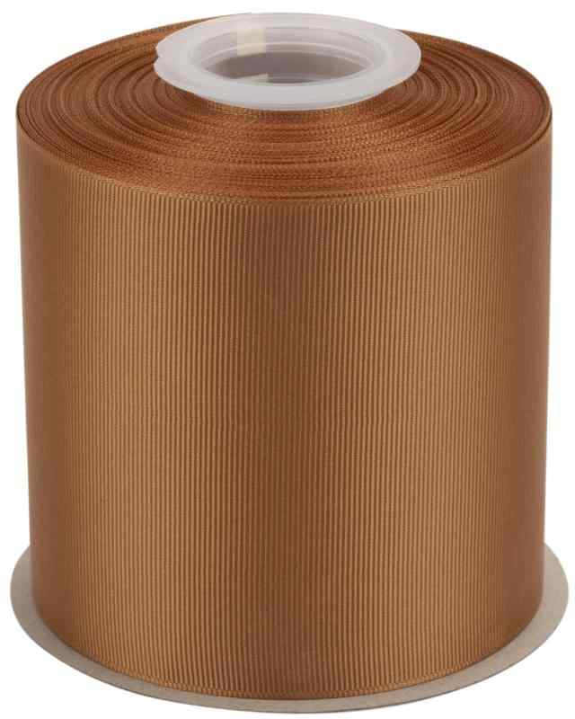乐天商城 - 【IDECORRIBBONS】グログランリボン 幅100mm×全長22m ゴールデンブラウン(#846) 1ロール｜結婚式・リボンヘアゴム・プレゼントラッピング・DIY手芸