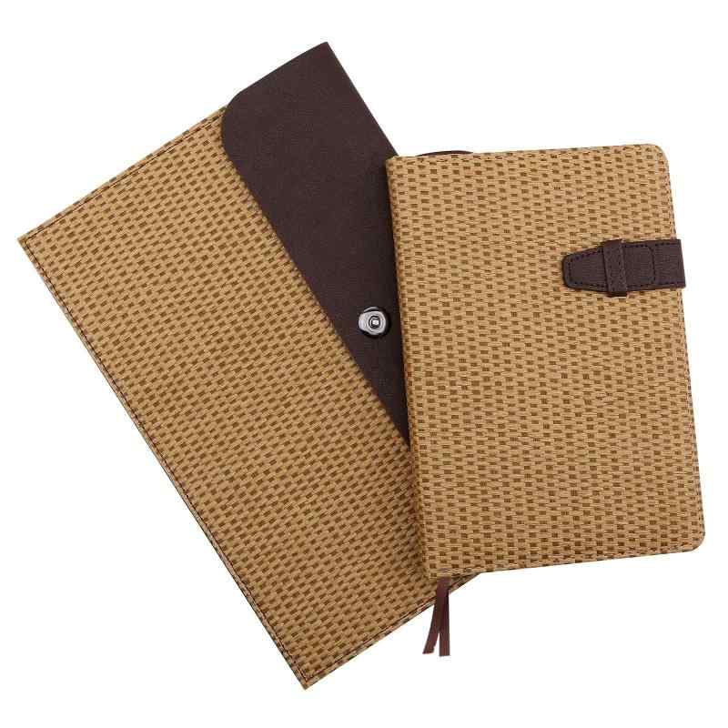 HHZ ノート A5 横罫 ファイルセット [収納ケース付き] おしゃれ 編み込み エコ素材 再生紙 2点セット 事務用品 整理 多機能 记事本 手帳 ギフト