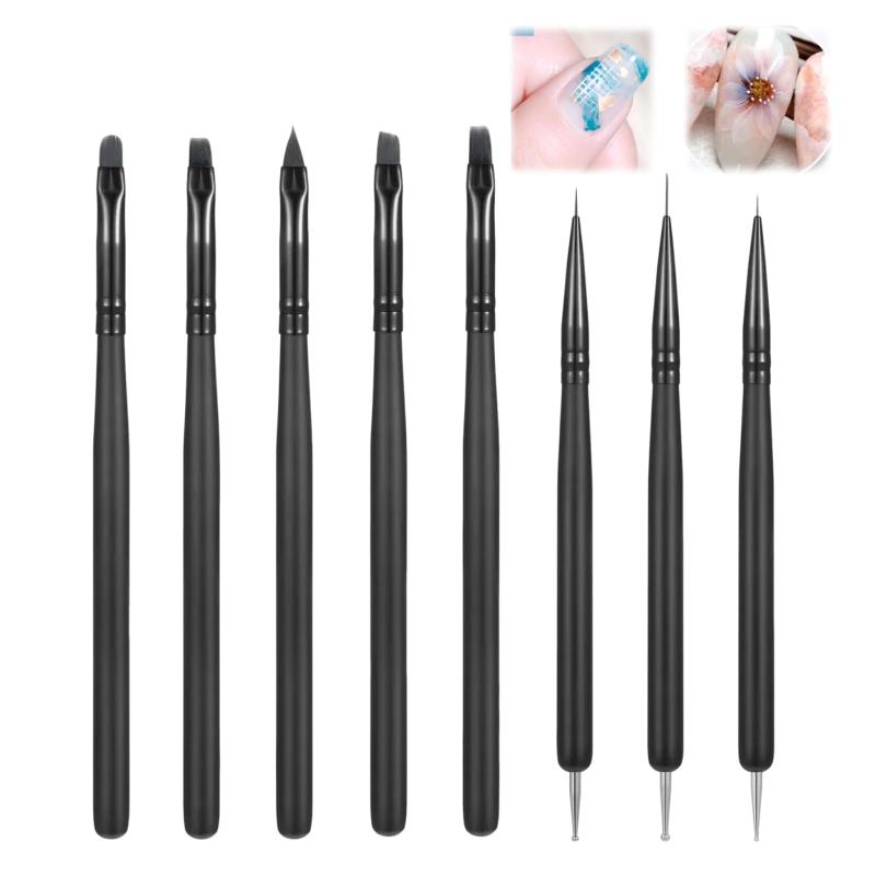 Jravezt ジェルネイル筆 8点セット ネイルブラシセット ジェルネイル 爪ブラシ アクリルリキッド ジェルネイル絵描きブラシ 極細 ネイルアート筆 ネイル用品