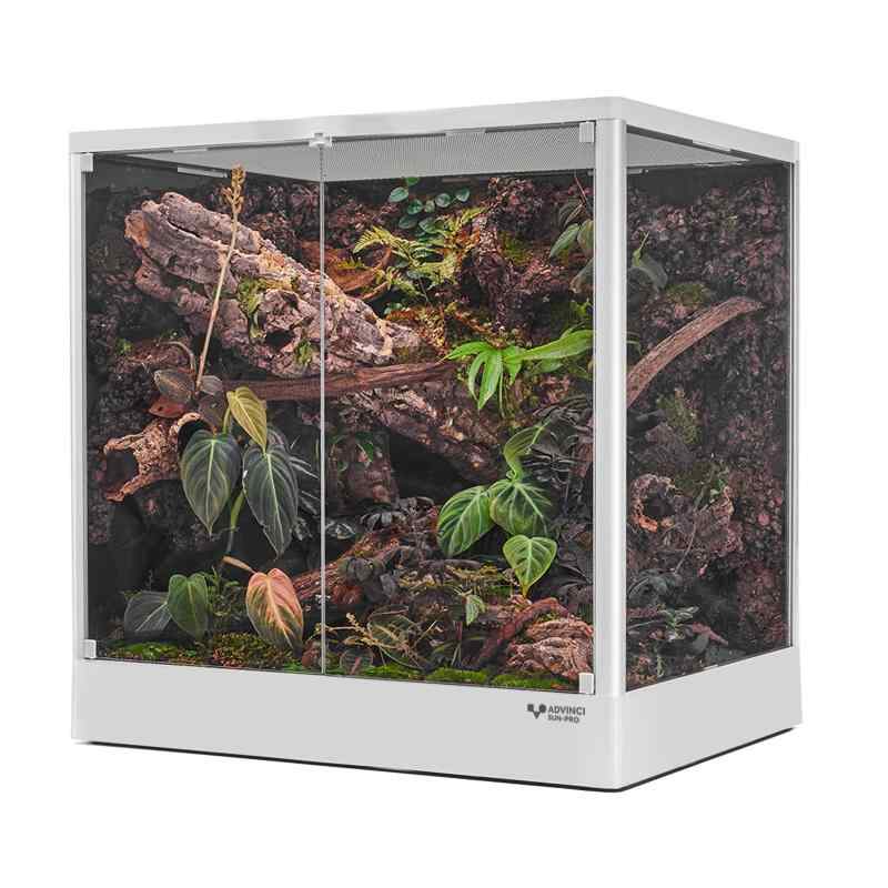 乐天商城 - ADVINCI 爬虫類飼育ケージ 60×45×60cm 162L 強化ガラス完全保護 輸送破損防止包装 組み立て式 ダブルロック メッシュ換気 耐衝撃アルミフレーム モダンデザイン