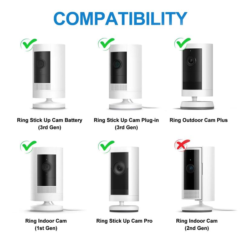 調節可能なセキュリティウォールマウントブラケット 2個パック リングスティックアップカム&リングインドアカム用 リング監視カメラに最適な視野角