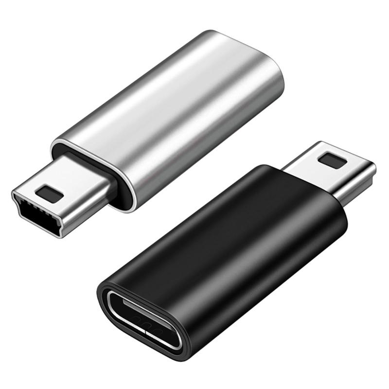 Akkerds Type-C toミニUSB変換アダプタセット 2個/USB C（メス）-Mini USB（オス）アダプタUSB 充電とデータ転送変換アダプタ（シルバー+ブラック）