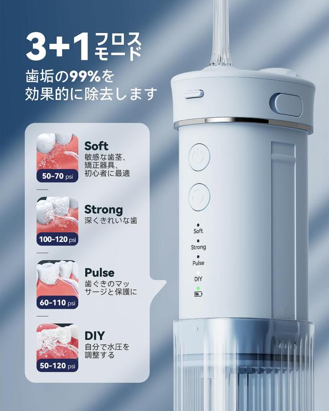 JTF 口腔洗浄器 ジェットウォッシャー 230mlタンク 替えノズル5本コードレス 折り...