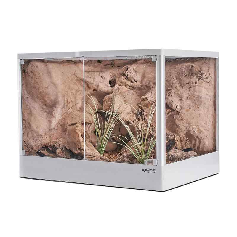 ADVINCI 爬虫類飼育ケージ 60×45×45cm 122L 強化ガラス完全保護 輸送破損防止包装 組み立て式 ダブルロック メッシュ換気 耐衝撃アルミフレーム モダンデザイン