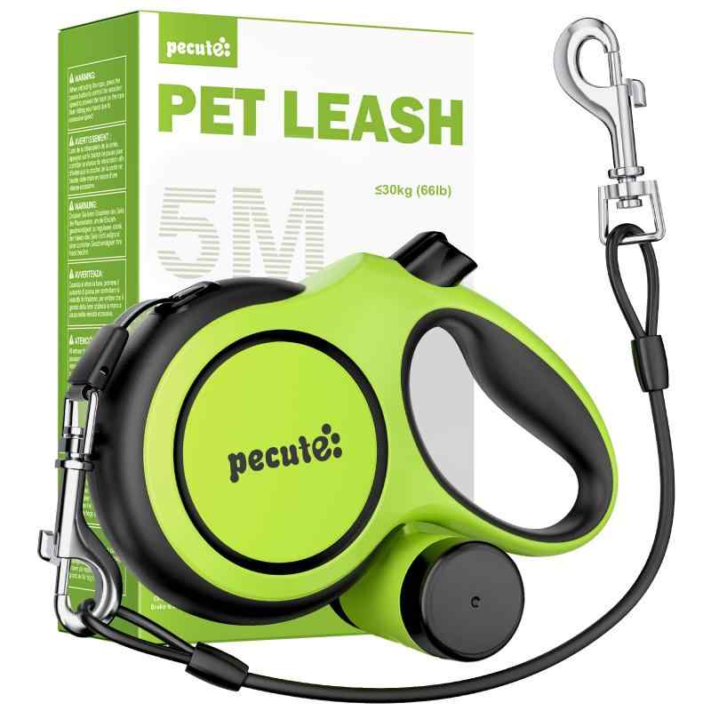 樂天商城 - Pecute 伸縮リード 引き込み式犬リード 巻き取りがスムーズで 強いナイロンテープ 一時停止 小・中・大型犬対応 ごみ袋付き 荷重50kg 長さ5m