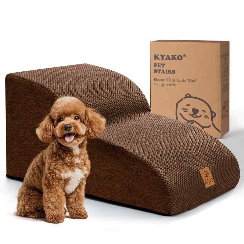 KYAKO 犬 階段 犬 ステップ 高さ30CM ペット 階段 犬 スロープ ドッグステップ ペット スロープ ペット用階段 犬 段差 ケガ防止 滑り止め付き カバー取り外し可能 35D高密度 ハンドル付 小型犬