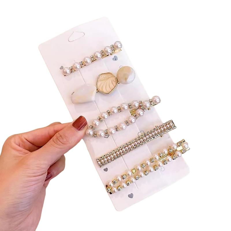 LIKENNY パール ヘアクリップ ヘアピン 5個 おしゃれ 髪飾り ガールズ 髪留め 一字型ピン ダッククリップ 入学式 卒業式 結婚式 誕生日パーティー