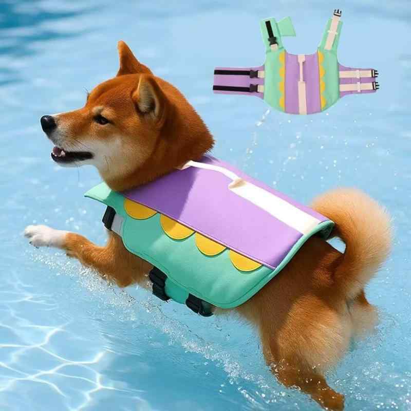 Rakuten - Yucahype ペット 犬用ライフジャケット 軽量 救助ハンドル付き 調節可能 高浮力 反射ライン 水泳救命胴衣 水遊び用 (S グリーンパープル)