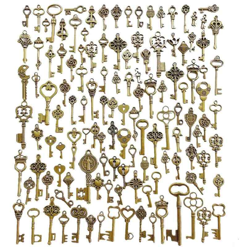 Rakuten - [YINKE] キー チャーム アンティーク調 スケルトンキー 鍵 DIY 金古美 ハンドメイド ハンドメイド アクセサリー 飾り レトロ 120個