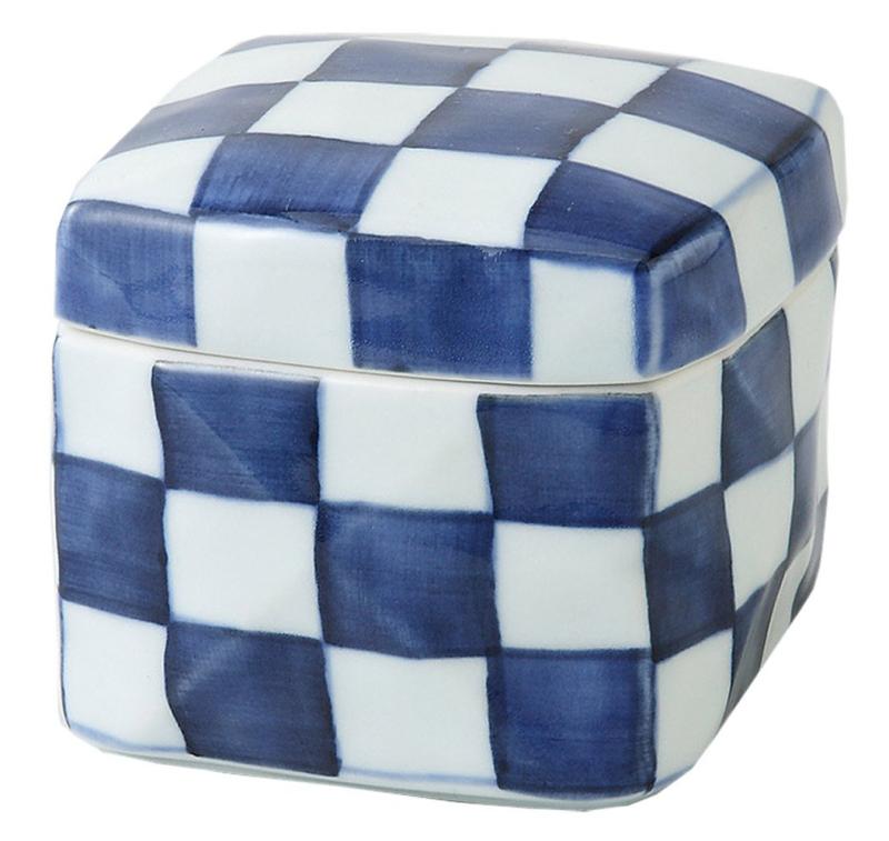 西海陶器(Saikaitoki) 小鉢 波佐見焼 角陶箱 染付市松柄/赤絵市松柄