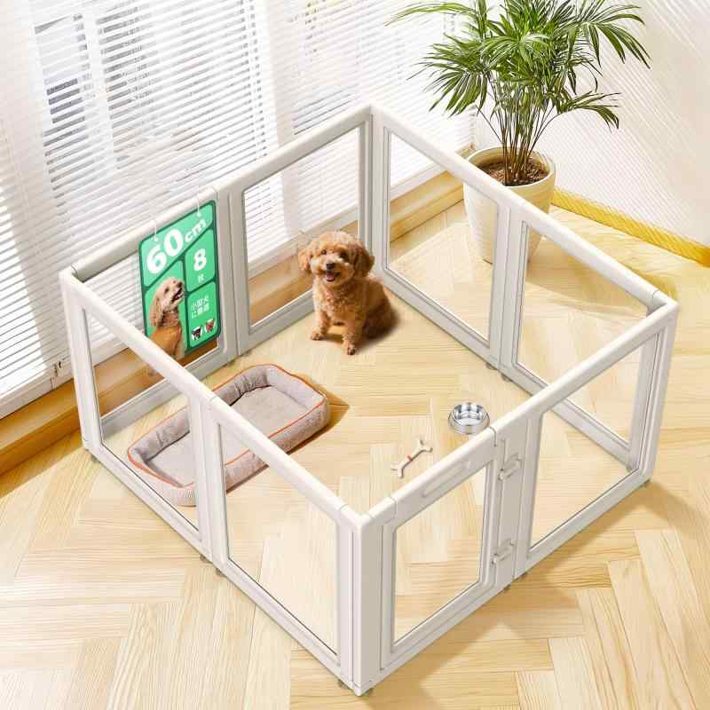 乐天商城 - fxw AuraSpace アクリル室内用犬用サークル 子犬・小型犬向け 約60cm 8枚パネル ホワイト