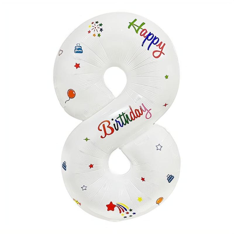 PomeloCoto 8数字 バルーン白 小きい誕生日 飾り付け8歳, 86cm白風船 数字8スウジ バルーン オオキイ 記念日/カーニバル/卒業式/プロポーズ/写真撮影用小道具