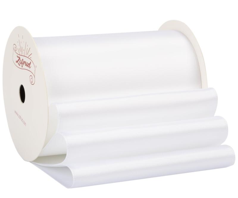 Rakuten - 【Zofrud】サテンリボン幅100mm x 9m巻 - 手芸、ラッピング、 花束、ウェディングに最適 (ホワイト)