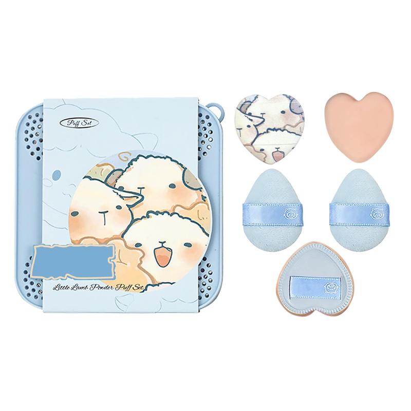 BOROLA 5個入り親指用パウダーパフセット、ミニベルベット＆スポンジチークパフ、ハイライト・コンシーラー・リキッド＆パウダーファンデーション用、多機能メイク用ブレンダースポンジ