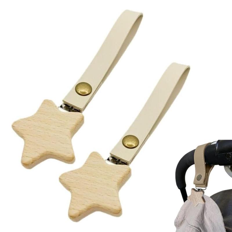 ブランケットクリップ 毛布クリップベビーカークリップベビーカークリップ毛布転倒防止ベビーカーアクセサリーPUレザー木製ベビーカー毛布専用クリップ防寒杏色2点セット