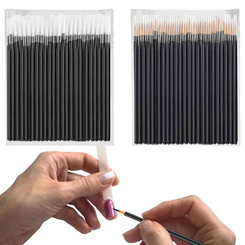 ネイルブラシ 極細 使い捨て 100本セット ネイル筆 アイライナーブラシ 多機能 ジェルネイル 筆 ジェルネイルブラシ 極細 線を引くペン ネイルアート ジェルネイル ネイルアートペン アイメ