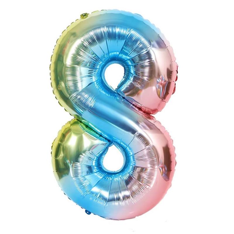 PomeloCoto 8数字 バルーン虹の青 小きい誕生日 飾り付け8歳, 86cm虹の青風船 数字8スウジ バルーン オオキイ 記念日/カーニバル/卒業式/プロポーズ/写真撮影用小道具