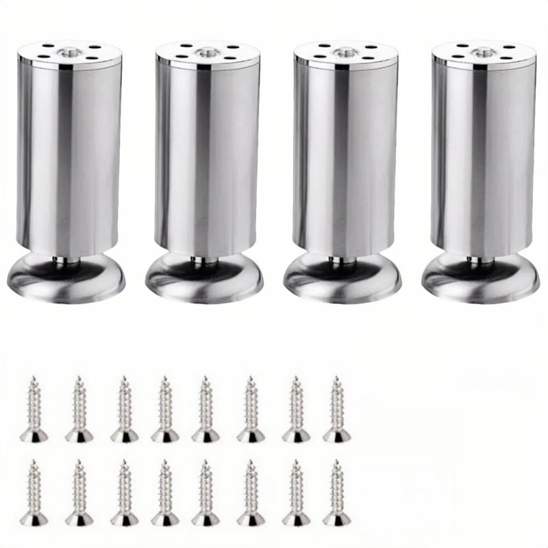 Jiaureshiby テーブル 脚 家具脚 継ぎ足し 高さ調整 4本パック ベッド ソファ キャビネット 机 脚 ささえ あし ステンレススチール 置き換え足 サポート脚 調節可能な家具脚 デスク脚 家具用足 D