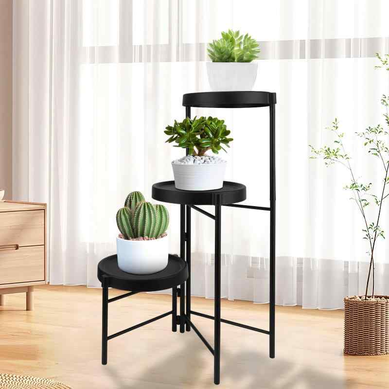Rakuten - KOMCLUB プランタースタンド フラワースタンド 花台 3段 階段状 植木鉢台 ガーデンラック プランターベース 組み立てが簡単 安定 盆栽棚 観葉植物 鉢置き リビング 玄関 室内 ベランダ ラワー
