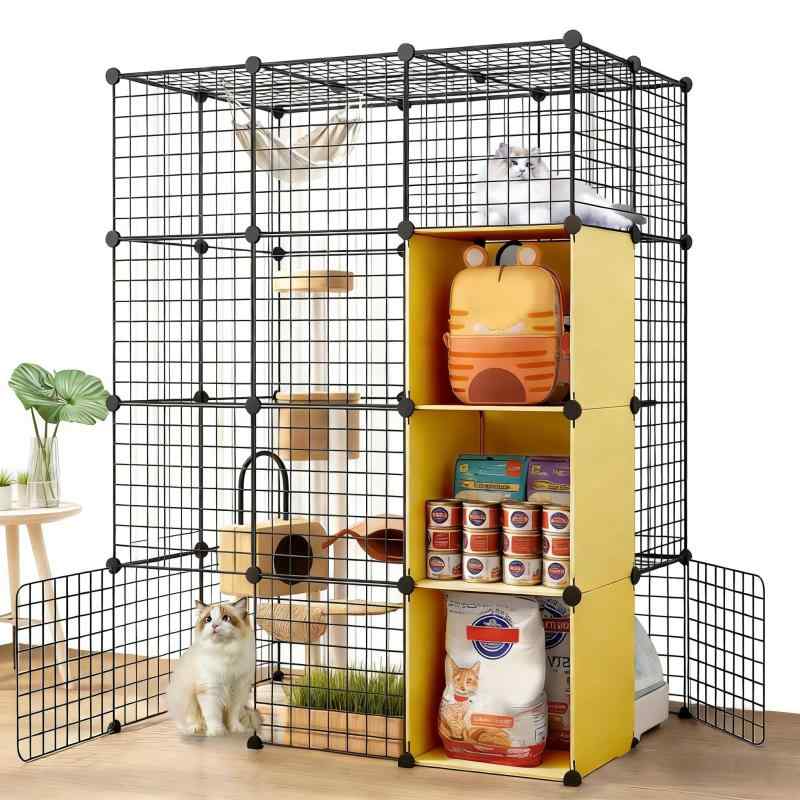 NODIBRO 猫ケージ 大型 3列4段2排 多頭飼い キャットケージ 広い 組立簡単 キャットハウス 自由 室内飼い DIYコンビネーション 大型 お手入れ簡単 脱走防止 子猫 成猫 シニア猫用 休憩スペース