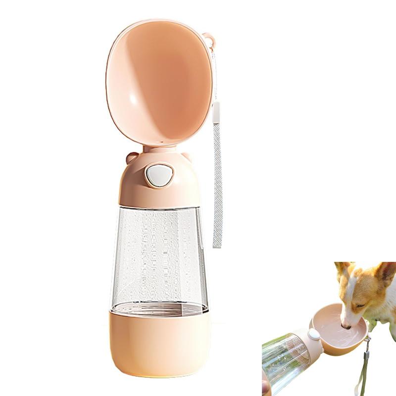 ポクミル ペットウォーターボトル 給水器 400ml 犬猫 水飲み 携帯用水飲みボトル 水漏れ防止 水槽付き ..