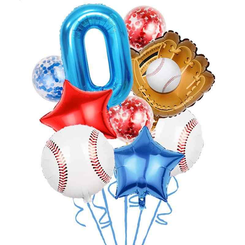 野球テーマ バースデー デコレーション セット, スター アルミ風船, 3D 数字 バルーン, 紙吹雪風船, 野球バルーン 誕生日 スポーツ パーティー 子供の日 運動会 応援 お祝い 記念 映え 装飾用
