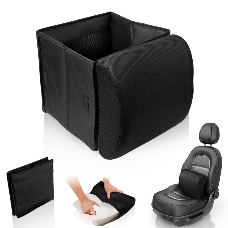 CARTIST シートボックス 車 収納ボックス 助手席 荷物置き 3WAY 折りたたみ 30L大容量 取り外せる腰クッション ランバーサポート 枕として使える 低反発 多車種対応 落下防止 日本語説明書付き