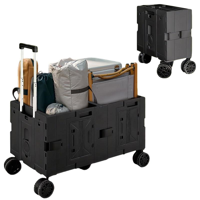 NODIBRO キャンプカート 折りたたみ式 移動可能 キャリーワゴン 大容量150L テーブルとも使える 食堂車 多目的収納 プルロッド付き 買い物カート ポータブル 頑丈 おしゃれ 家庭用 外出 キャン