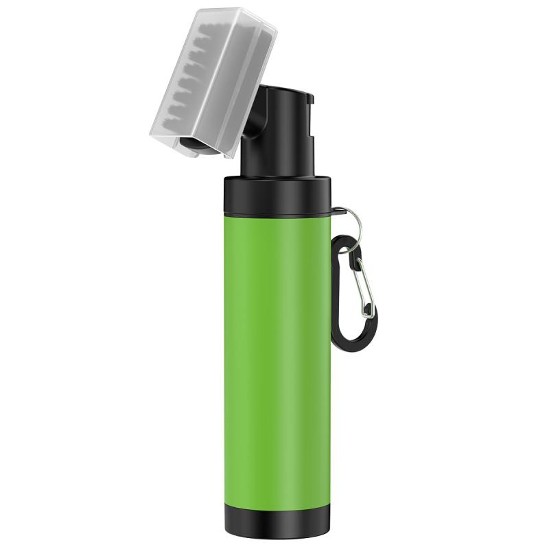 ゴルフクラブ クリーナー ウォーターブラシ, 水漏れ防止設計, カラビナ付き, リトラクター機能搭載, ブラック