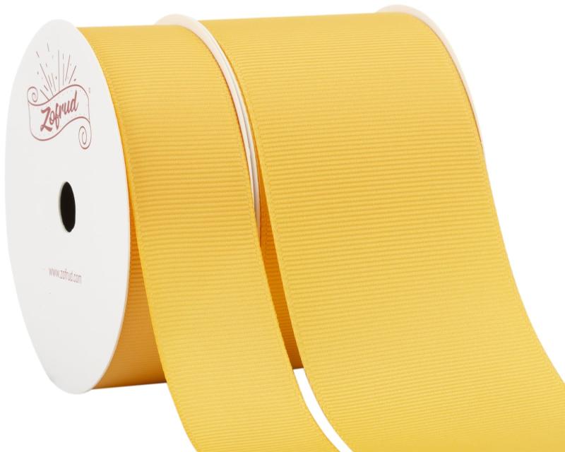 Rakuten - 【Zofrud】イエローゴールドグログランリボン 2巻セット – 合計18メートル（25mm幅、50mm幅 × 各9M）– ソーイング、ギフト包装、クラフト、ウェディング装飾に最適