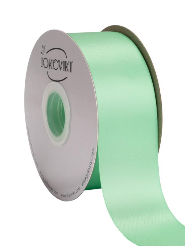 Rakuten - 【JOKOVIKI】ミントサテンリボン 50mm幅 ダブルフェイス クオリティサテン - ギフトラッピング、ウェディング、招待状、クラフト、アパレル、ヘッドバンド用 - 45メートル/巻き