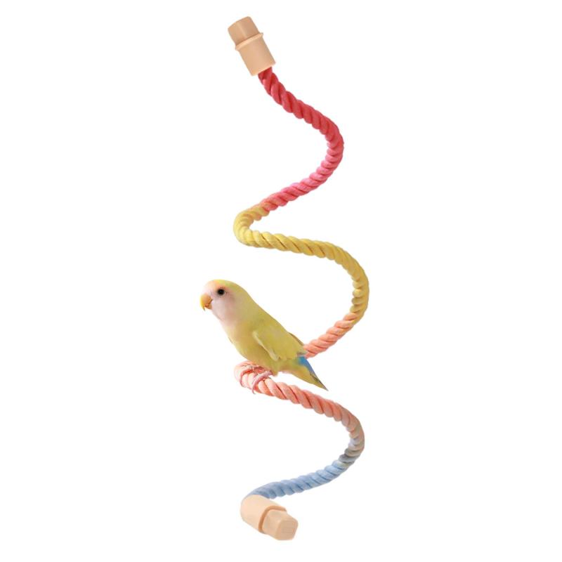 Tafit 100cmマルチカラーロープ鳥のとまり木玩具、インコケージスタンド用クライミングスイングアクセサリー - オカメインコ、セキセイインコ、文鳥、ラブバード、コンカー、フィンチ用