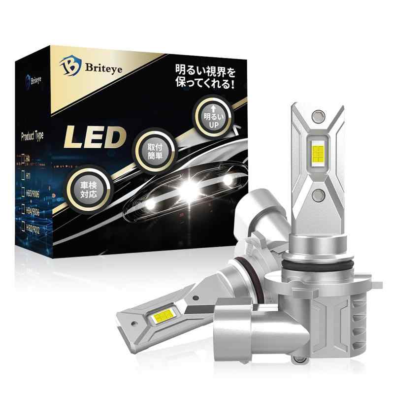 Briteye HB4 LED ヘッドライト 爆光 6500K ホワイト 車検対応 HB4 LED フォグランプハロゲンの10倍明るい 純正1:1サイズ 一体型 ledバルブ 簡単取付 長寿命 高コスパ 2個セット