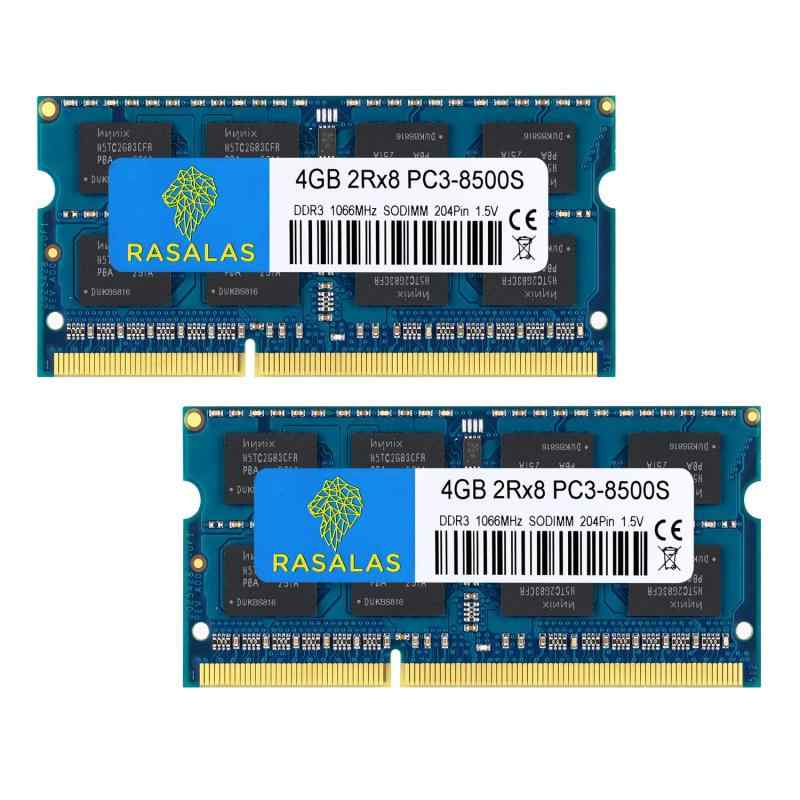 DDR3 1066MHz PC3-8500 2枚x4GB Sodimm 2Rx8 DDR3 1066 PC3-8500S 1.5V CL7 ノート...