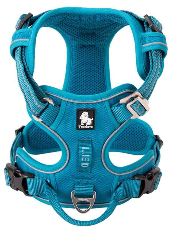 cocomall 犬用ハーネス 犬用胴輪 ドッグハーネス 3M反射材料 ナイロン製 小型犬、中型犬、大型犬に向け(M, ブルー)【新しいデザイン】：以前のより完璧なデザインで、とても使用しやすく、首回りに1箇所と胴回りに2箇所でバックルがあります。元のハーネスの上で首回りの調節の難題を解決します。足をあげる必要がなくて、頭から被せる必要もない3M反射ステッチ：ハーネスはかわいいだけでなく、夜になると反射するので、暗い夜道でも目立ちます。入射した方向に対して集中的に反射するため、ライトに照らされると、遠くからでもよく見えます。束縛感ないデザイン：ハーネスの裏側は柔らかい素材で、生地も厚めなので、散歩中わんちゃんの体への負担を軽減できます。犬用ハーネスは、引っ張っても圧力が体全体に分散されます。安定感が増すので、バランスよく歩けるようになり、心地好くお散歩できます。調節できる、操作簡単：ワンチャンの体系に合わせて調節しておけば簡単着脱バックルはサイズ調整が可能なので微妙な調整もできます。アルミニウム素材のDカン、背中部分にハンドルが付き、車載功能：耐衝撃性に優れたアルミニウムDカンの留め具は高い引張り強さ、耐腐食性と硬度がある。それに、背中部分にハンドルがついたハーネスです。ハンドルがあると色々な場面で とっても便利。持つことで、車内でベルトと繋がって愛犬の飛び出しなども防ぐことができます。